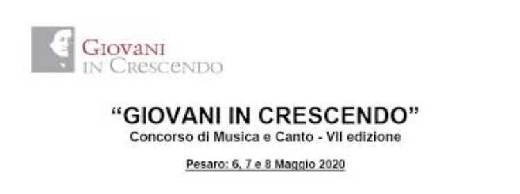 CONCORSO MUSICA E CANTO. GIOVANI IN CRESCENDO 2020